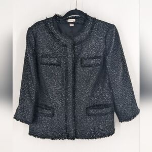 Chicos black‎ silver shimmery blazer Size 2